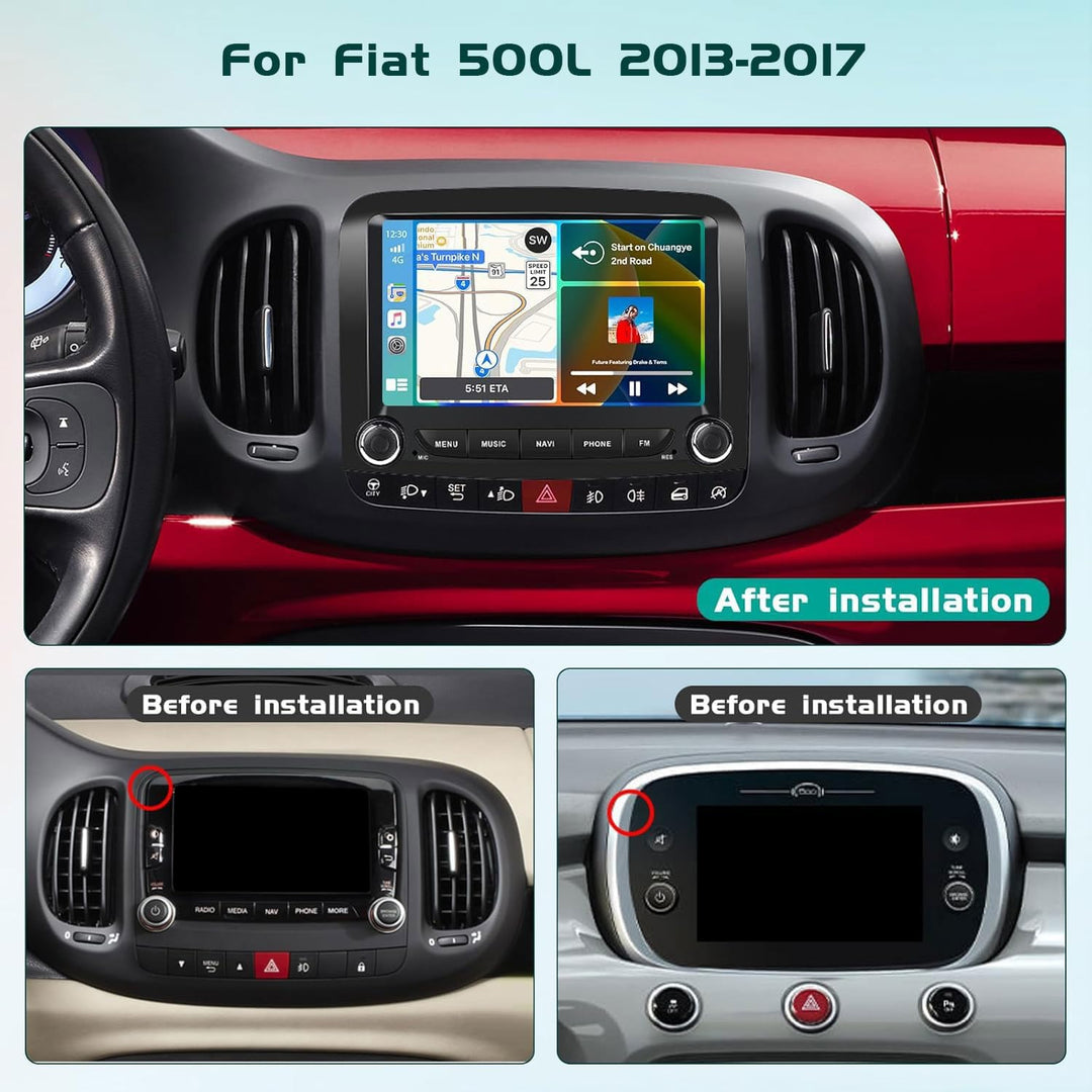 8Core/6+128G DSP Hikity Android 15 Autoradio für FIAT 500L 2013 2014 2015 2016 2017,7-Zoll Touchscre