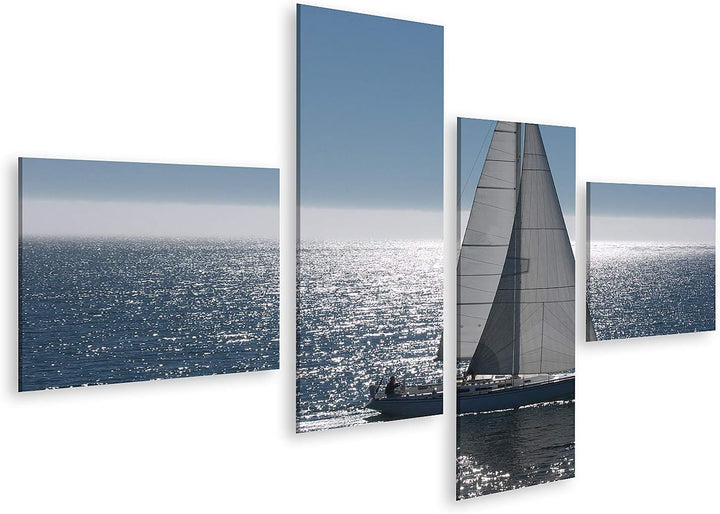 islandburner Bild auf Leinwand Segelboot Auf Ruhiger See Bilder Wandbilder Poster Leinwand 150x80cm