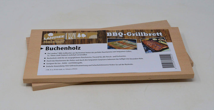 Landree® BBQ Buche Grillbrett Räucherbrett Planks Set 2Stk mehrfach verwendbar (!) (Buche), Buche