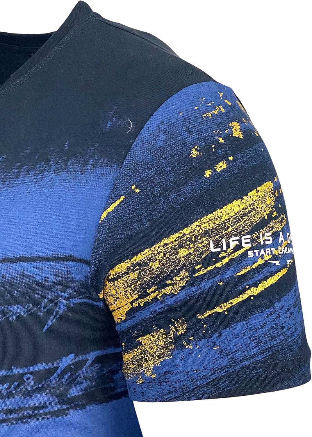 Herren Rundhals Vintage T-Shirt Kurzarm Slim Fit Design Fashion Top Print Shirt B-2778 M Marine, M M