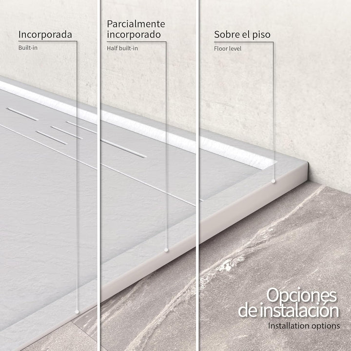 SMC Duschwanne HIEMAL 70x100 cm Weiss RAL9016 extra flache robuste Duschtasse, ANTI-Rutsch-Oberfläch