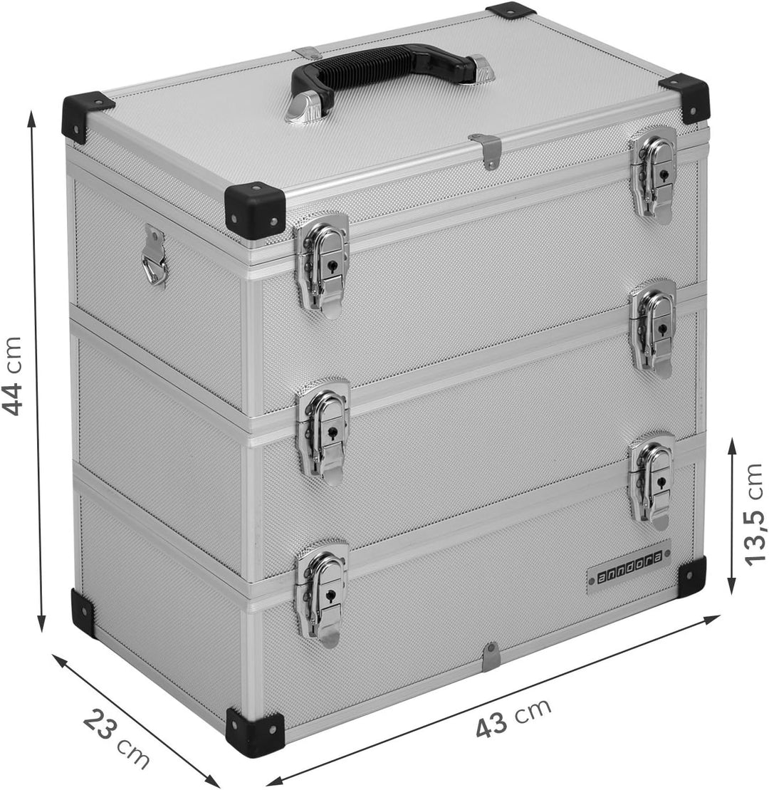 3 Etagen Werkzeugkoffer 32 Liter Silber, Silber