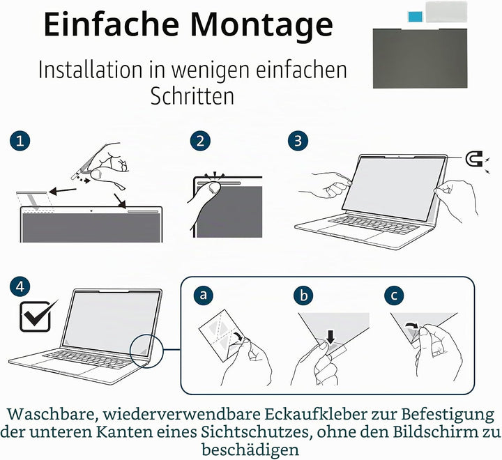 Kensington MagPro™ Magnetischer Blickschutzfilter für Laptops 14 Zoll, 16:10, Magnetische Schutzfoli