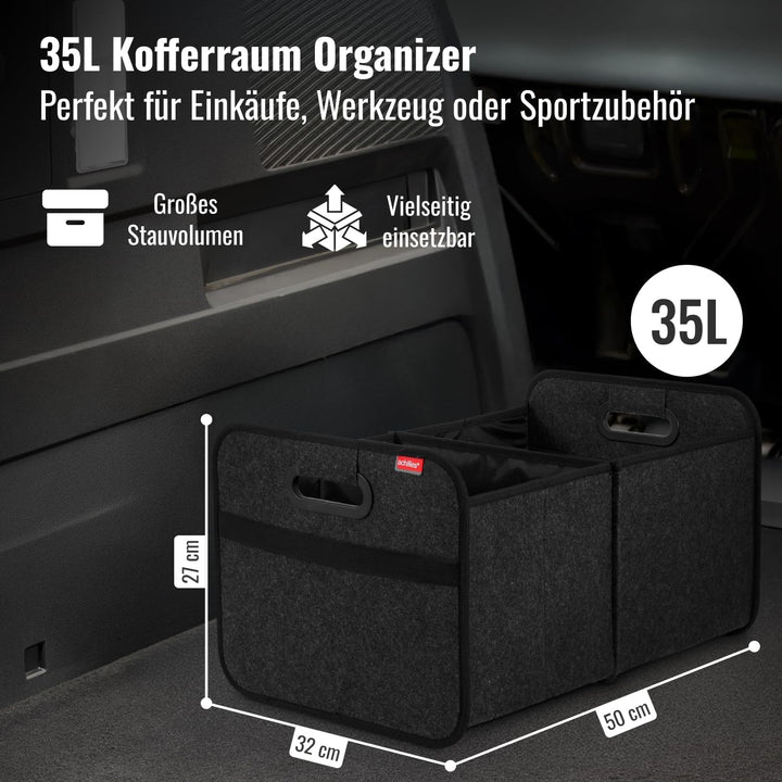 Achilles Auto-Faltbox XL - Filz-Kofferraumtasche Mit Grossem Stauraum - Einkaufstasche - Aufbewahrun