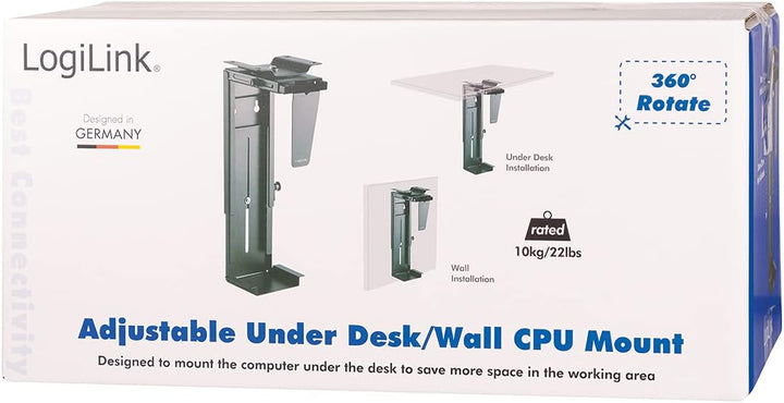 LogiLink EO0005 Einstellbare Untertisch/Wand PC-Halterung 360° drehbar mit variabler Grösseneinstell