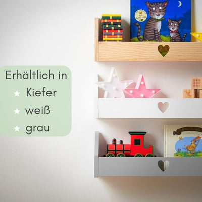 Haus Projekt 2 Pack Kiefer Herz Kinderregal, Wandregal Kinderzimmer, Dekoratives Bücherregal für Kin