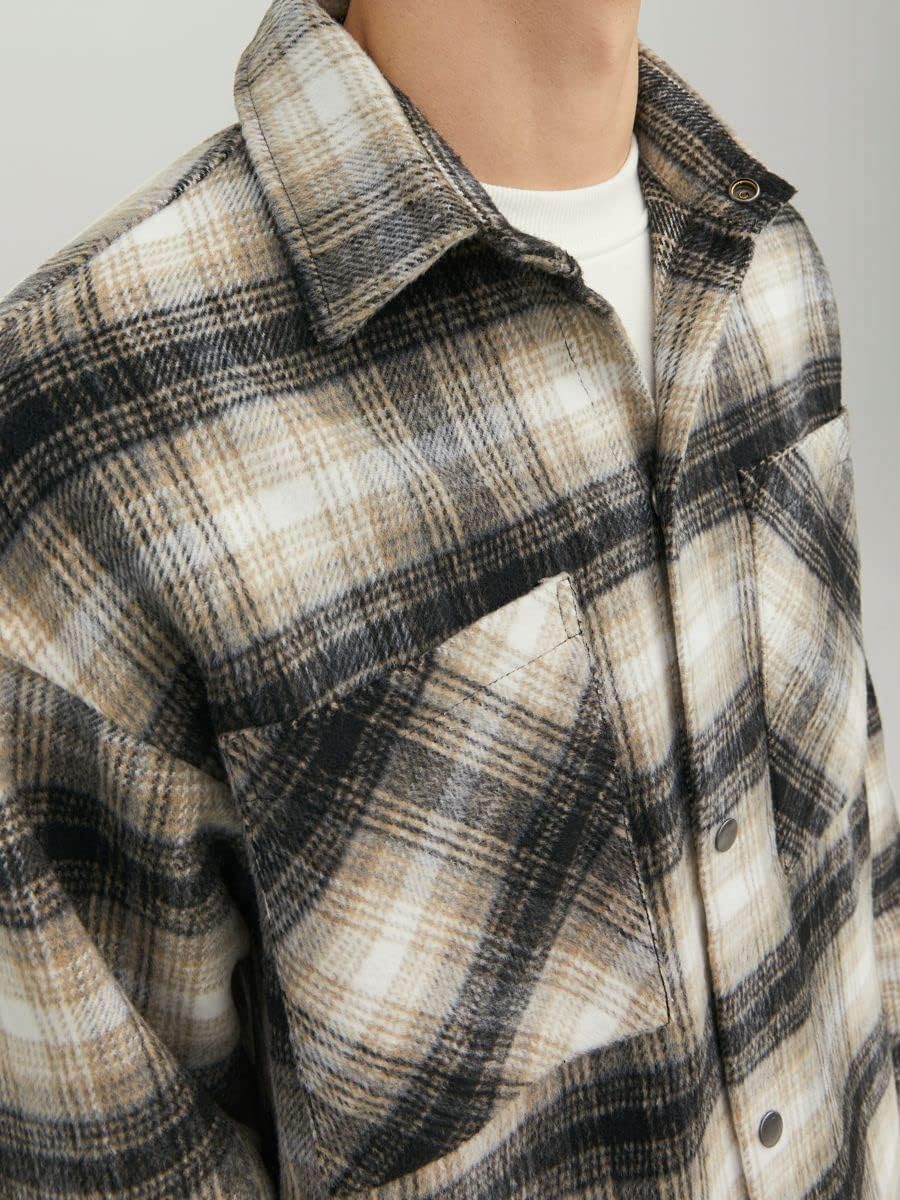 JACK & JONES Male Hemdjacke Normal geschnitten Hemdjacke S Chinchilla, S Chinchilla