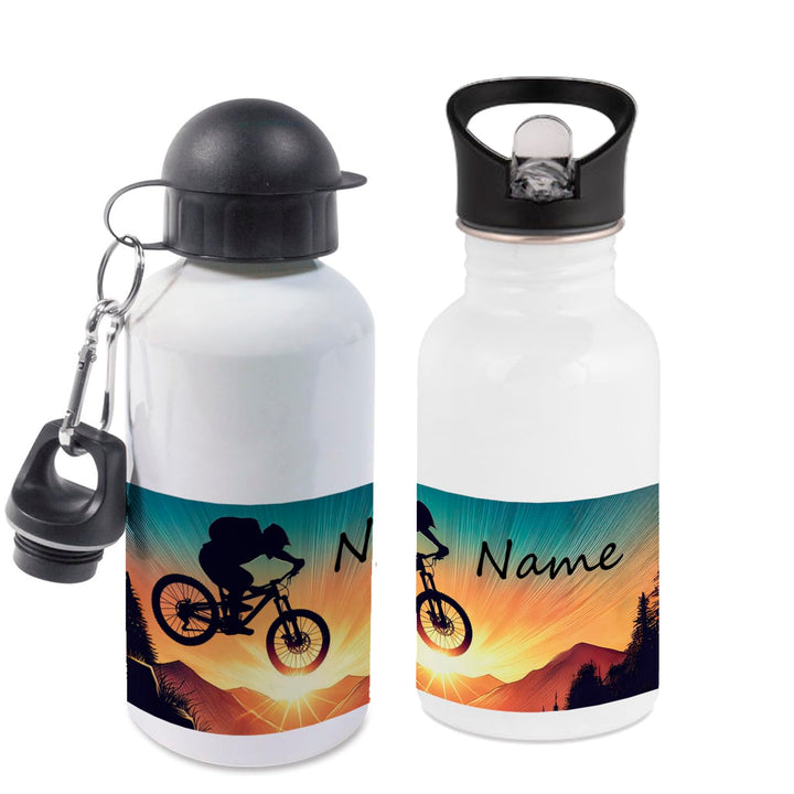 Trinkflasche mit Name/wahlweise 400ml, 500ml oder 600ml + Schriftwahl für Name + Edelstahl oder Alum