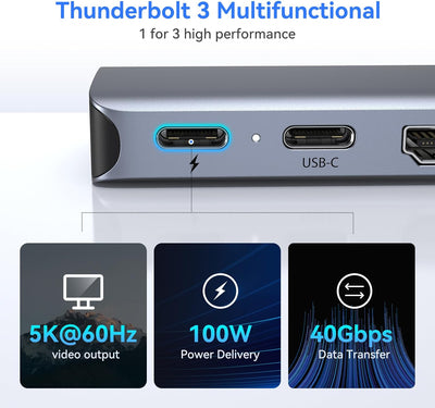 HODO USB C Adapter für MacBook Pro Air, MacBook Hub 8 in 2, MacBook Zubehör mit 4K HDMI,Thunderbolt