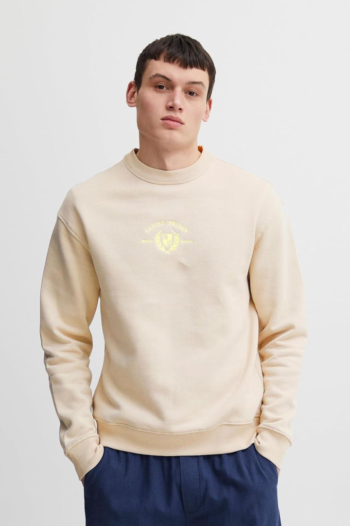 CASUAL FRIDAY CFSage Herren Sweatshirt Pullover Pulli mit Rundhalsausschnitt O-Neck Stickerei XL Cha