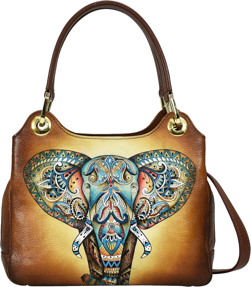Anuschka Handbemalte Hobo aus Echtleder mit Kettenriemen Elephant Mandala, Elephant Mandala