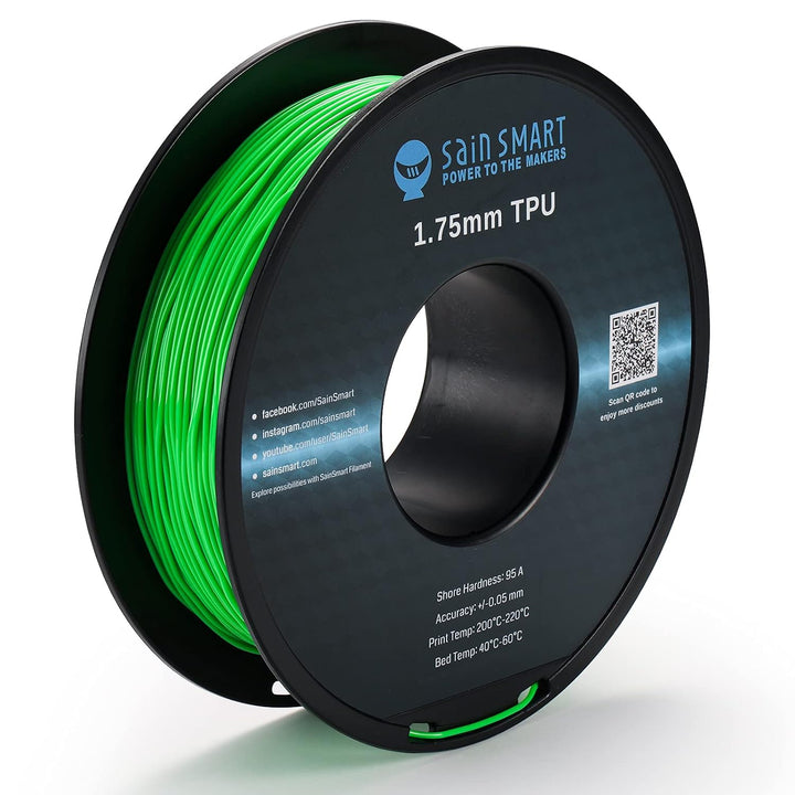 SainSmart flexibles TPU 3D-Druck-Filament, 1,75 mm, 0,8 kg, Massgenauigkeit +/- 0,05 mm (Neongrün),