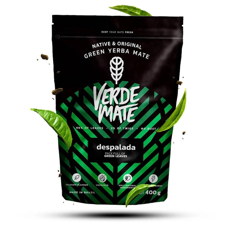 Mate Tee Set Verde Mate - Yerba Mate Despalada 400g - aus Brasilien - 5mm Grobe Blätter - Luftgetroc