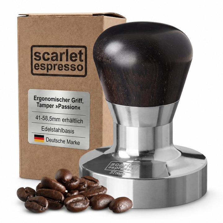 scarlet espresso | Tamper »Passion« für Barista; mit ergonomischem PVC- oder Edelholzgriff nach Wahl