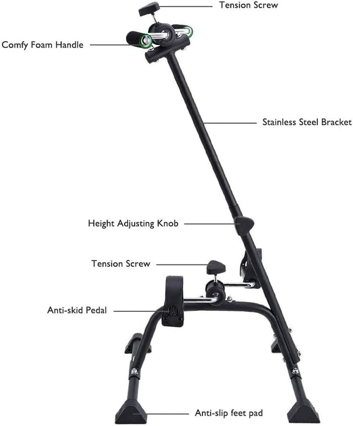 Pedal Exerciser Bike Hand Arm Leg and Knee Peddler Adjustable Fitness Equipment for Seniors, Elderly