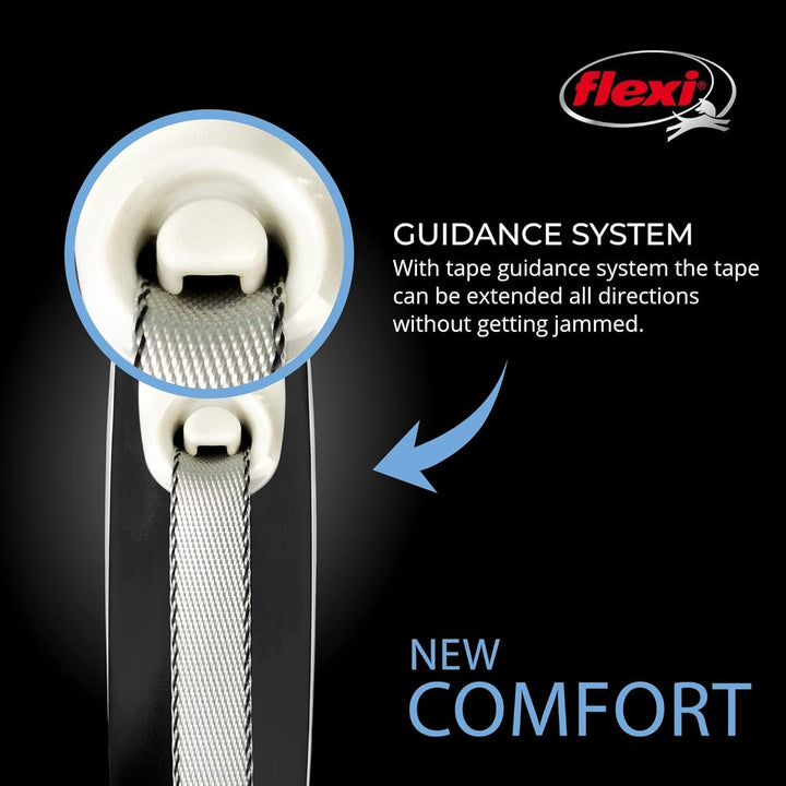 FLEXI New Comfort einziehbare Hundeleine (Klebeband), ergonomisch, langlebig und verhedderungsfrei,
