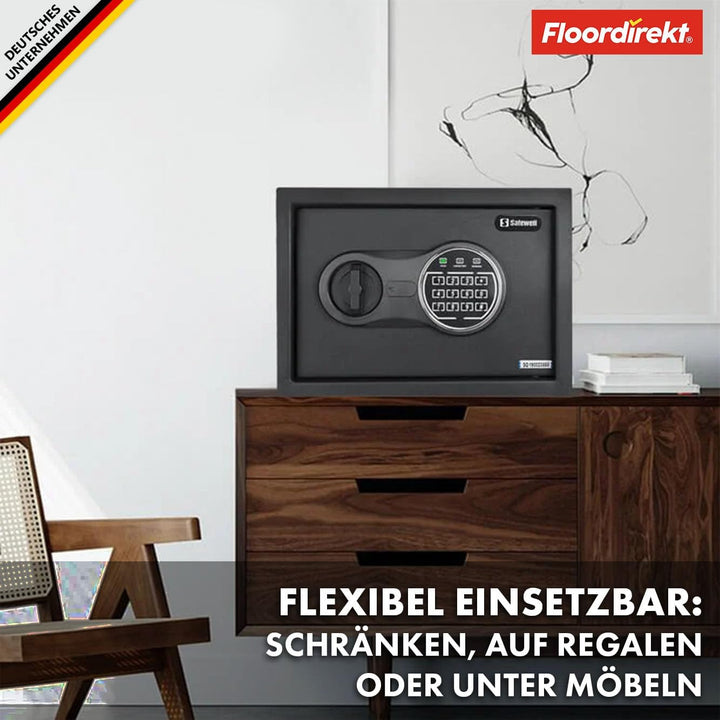 Floordirekt Tresor Grasberg Möbeltresor Safe - 20 x 31 x 20 cm, Anthrazit - elektronisches Zahlensch