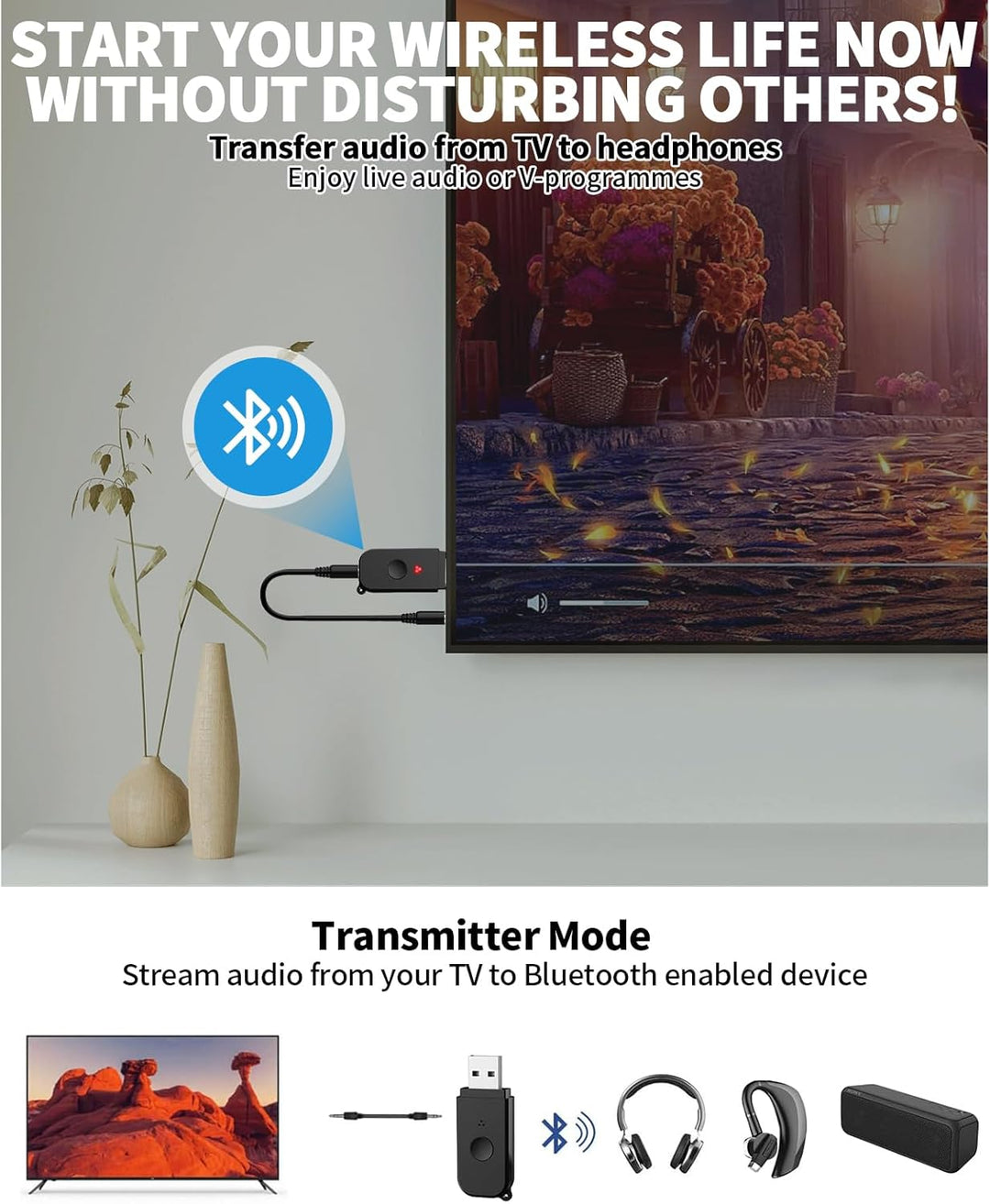 Smaloyd Bluetooth-Lautsprecher, tragbar, kabellos, Nackenbügel, Heim-TV-Lautsprecher, Theater-Stereo
