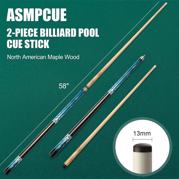 Pool Queue, 58 Zoll Billard Queue Kanadischer Ahornholz Pool Cue 13mm Spitzen für Professionelle Bil