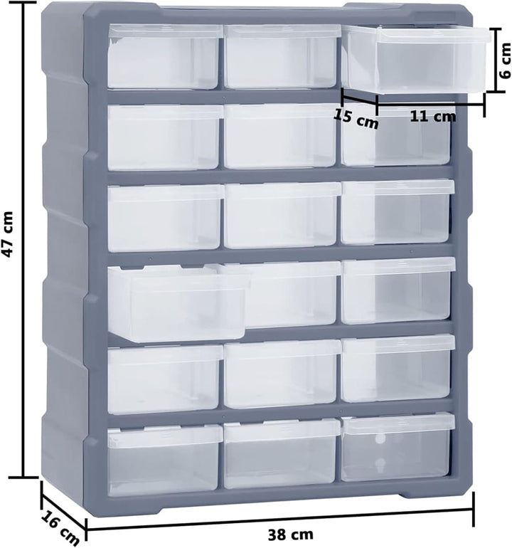 Multi-Schubladen-Organizer 18 Schubladen Sortierkasten Sortimentskoffer Sortimentsbox Kleinteilemaga