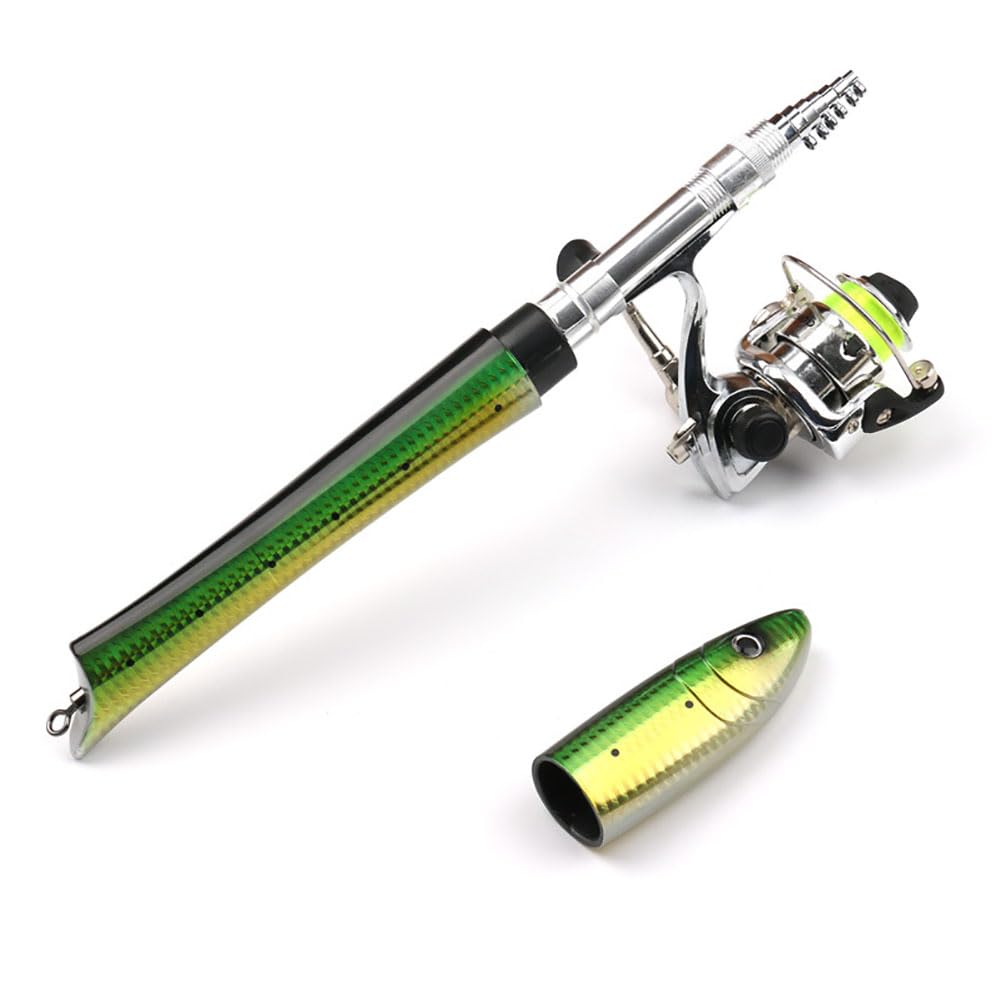 Stift-Angelruten-Set, 1,4 m/55 Stift-Angelruten- und Rollen-Kombi-Set, Mini-Taschen-Teleskoprute mit