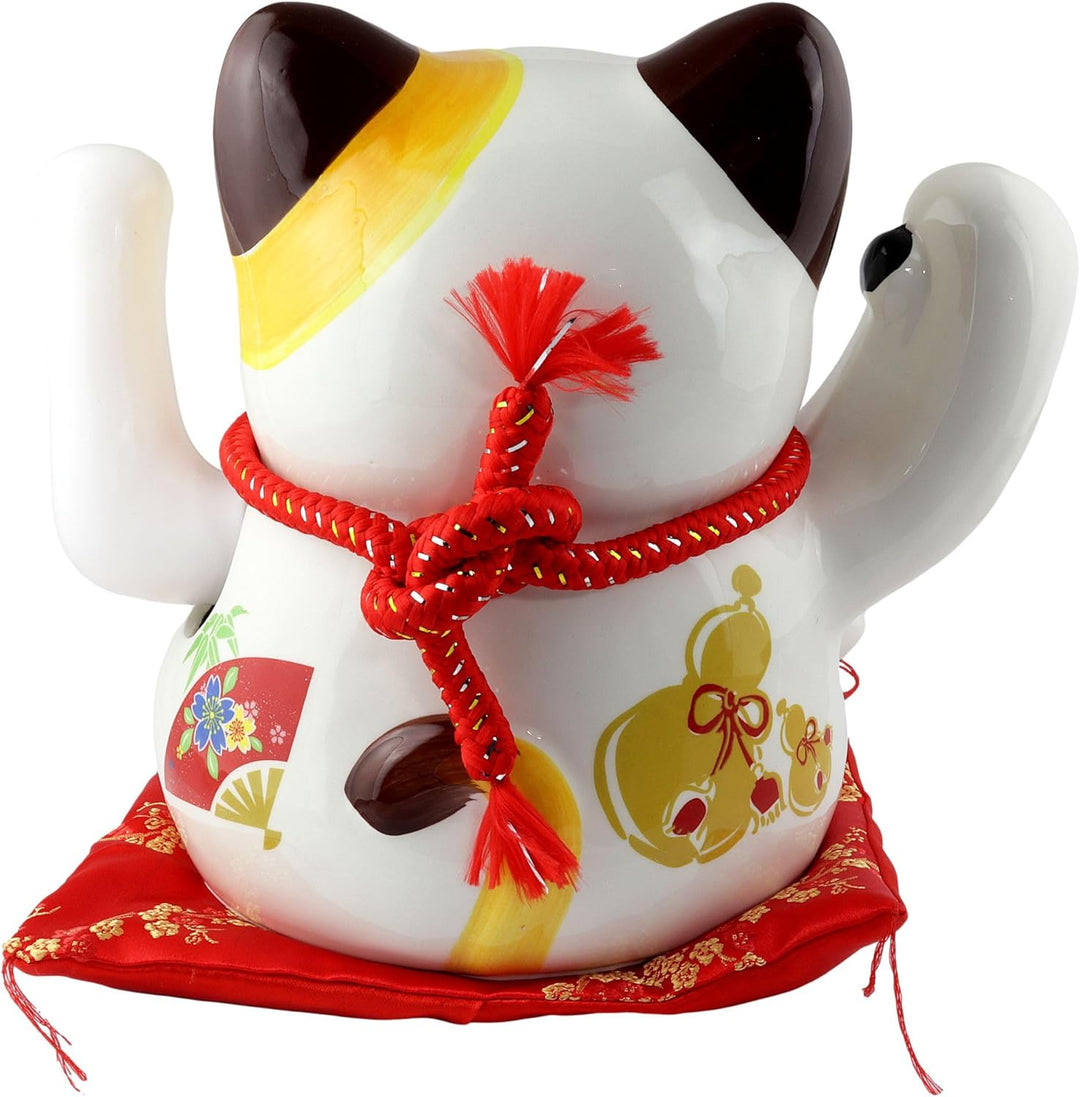 Freak Scene Glückskatze Maneki-Neko Winkekatze aus Porzellan 26cm weiss winkende Katze
