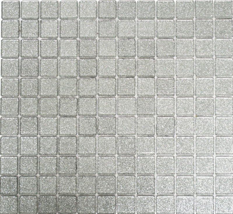 Mosaik Quadrat Crystal uni silber gehämmert Glasmosaik Transluzent Transparent 3D Fliesenspiegel, Mo