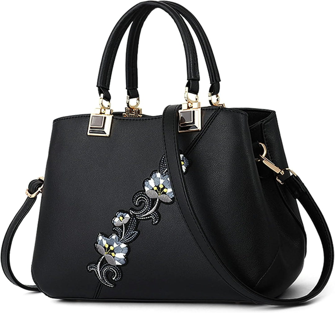DIRRONA Damen Handtasche Mode Blumenmuster Schulterbeutel Grosse Kapazität Umhängetasche Casual Reis