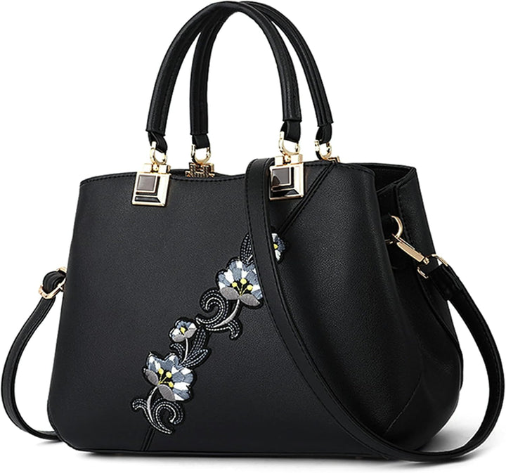 DIRRONA Damen Handtasche Mode Blumenmuster Schulterbeutel Grosse Kapazität Umhängetasche Casual Reis