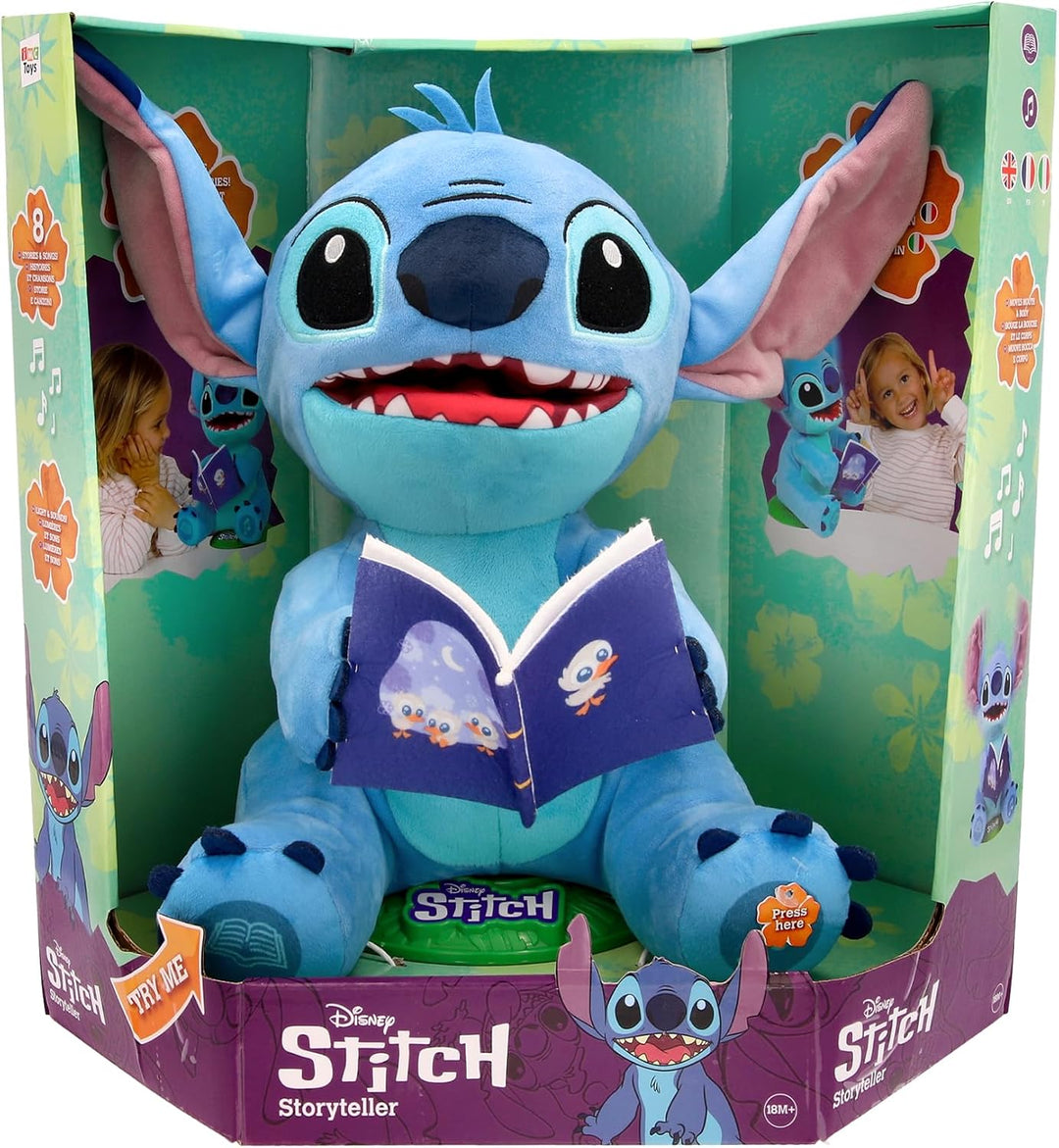 Stitch Storyteller Disney, interaktives Plüschtier von Lilo & Stitch, der 4 Lieder singt und 4 Gesch