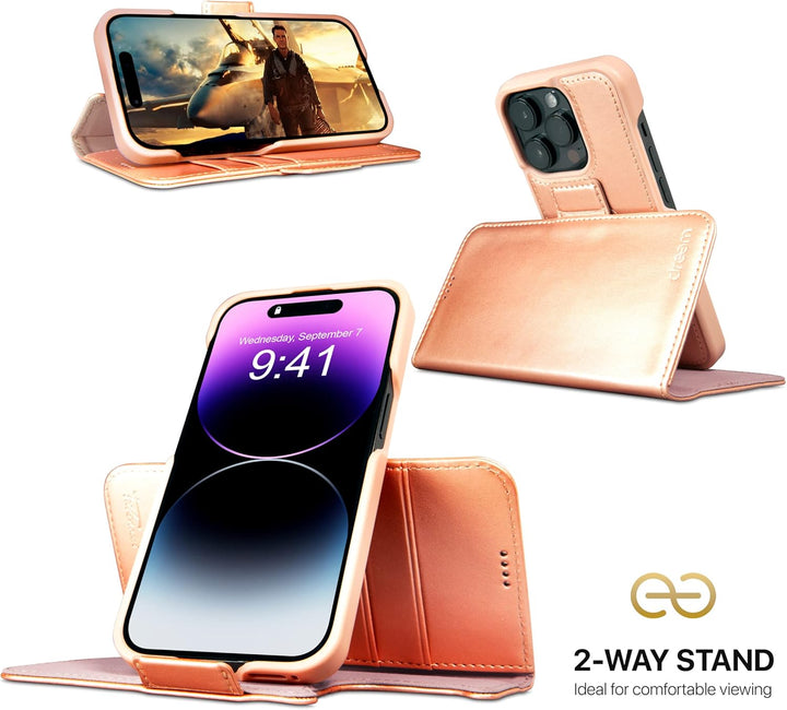 Dreem Fibonacci iPhone 14 Pro Max Brieftaschen-Etui / 2-in-1 stossfestes Etui und abnehmbares Folio