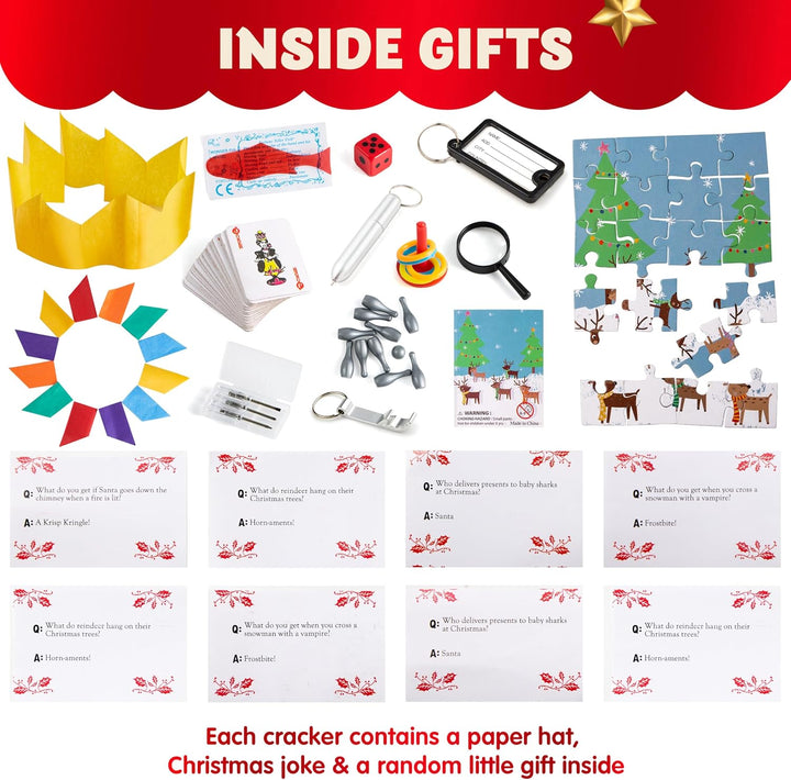 JOYIN Party-Tischgeschenk mit rotem und grünem Schneeflocken-Design, 25,4 cm, mit Partyhut, Witz und