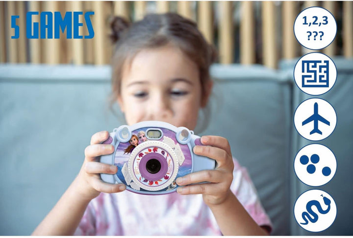 Lexibook DJ080FZ Frozen-Kinder-Digitalkamera mit Foto-und Videofunktion, Spiele, Blau/lila, Frozen
