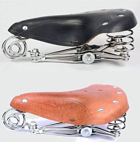 Fahrradsitz, Baceyong Bequemer Fahrradsattel, Vintage klassischer Rindsleder Fahrradsitz mit Federn