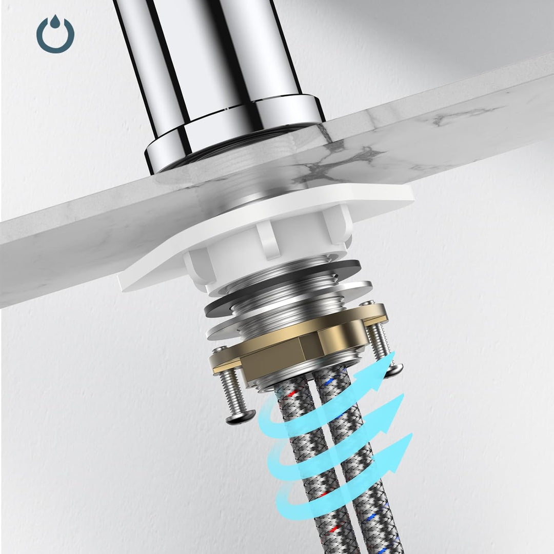 FORIOUS Wasserhahn Küche, Mischbatterie Küche, Küchenarmatur mit 360°Drehbar, Spülenarmatur mit Einh