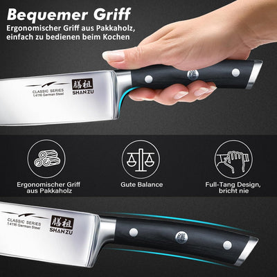 SHAN ZU Kochmesser Küchenmesser Set Profi Messer Chefmesser Allzweckmesser Deutscher Edelstahl Extra
