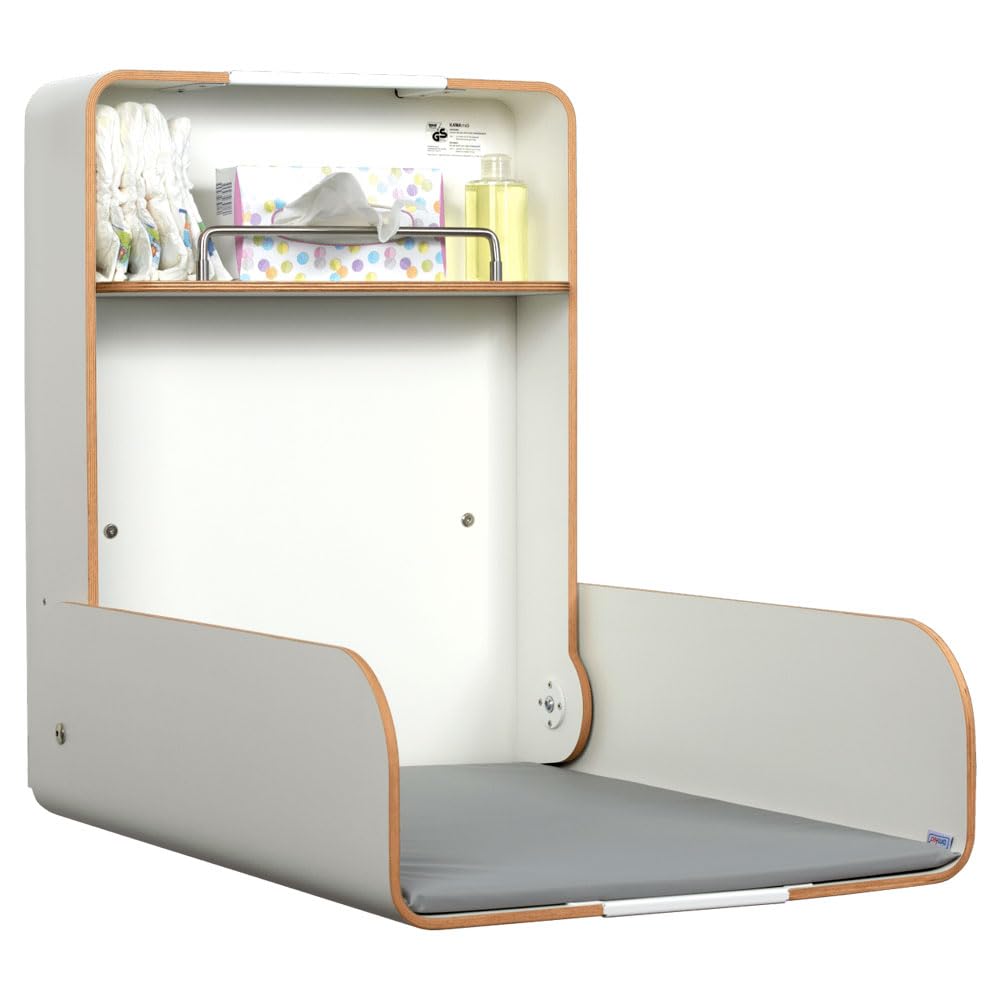 Wickeltisch Pamplona Weiss/Timkid Kawaform midi- klappbar als Wandwickeltisch, Formholz, inkl. Wicke