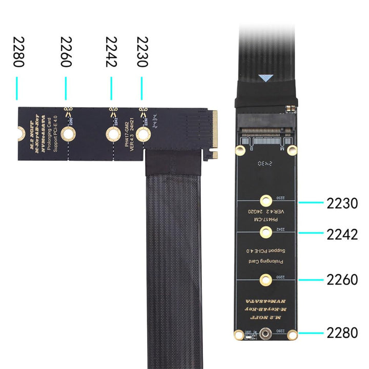 cablecc PCI-E 4.0 NVME NGFF M-Key Stecker auf Buchse, Verlängerung, 30 cm, rechtwinklig, Typ PCI-Exp