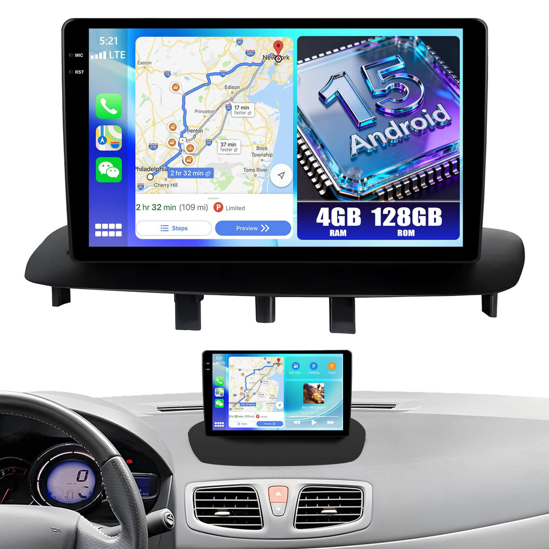 CAMECHO Android 15 4G+128G Autoradio für Renault Megane 3 Export 2009-2014 mit Carplay Android Auto