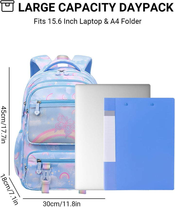 IvyH Kinderrucksack Mädchen Schulrucksack Grosse, Schulranzen Mädchen 2-6. Klasse, Wasserdicht Rucks