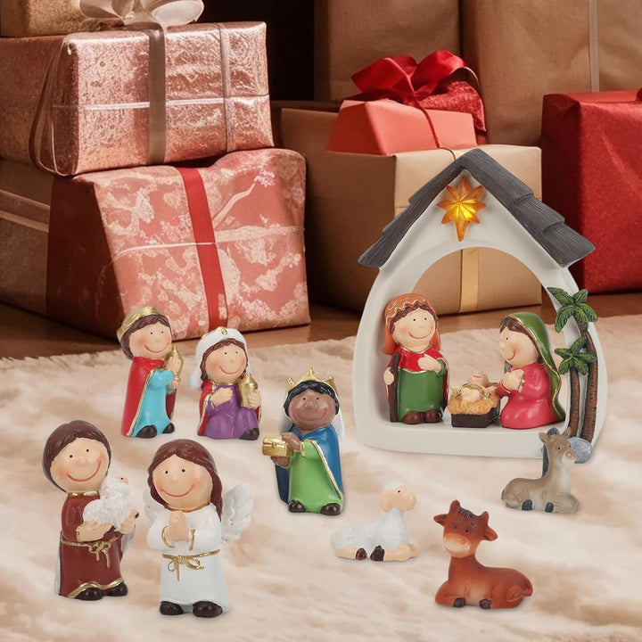 Weihnachtskrippe,Krippenfiguren Set für Oster,Oster-Auferstehungsszene-Set,Ostergeschenke Osterdekor
