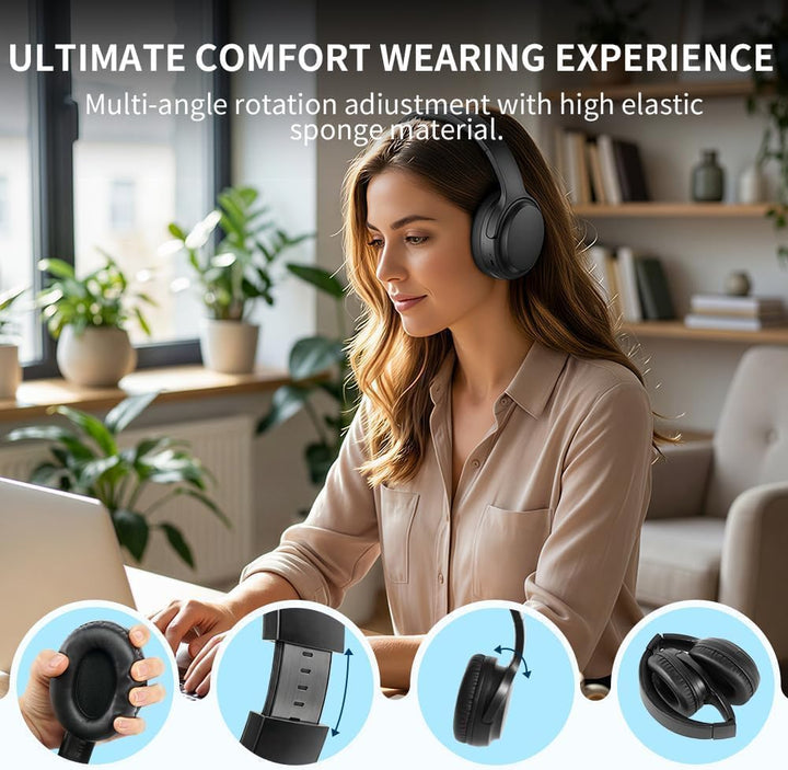 Kabelloser Bluetooth Over-Ear-Kopfhörer, On-Ear-Kopfhörer Mit Mikrofon, Bis Zu 40 Stunden Akkulaufze