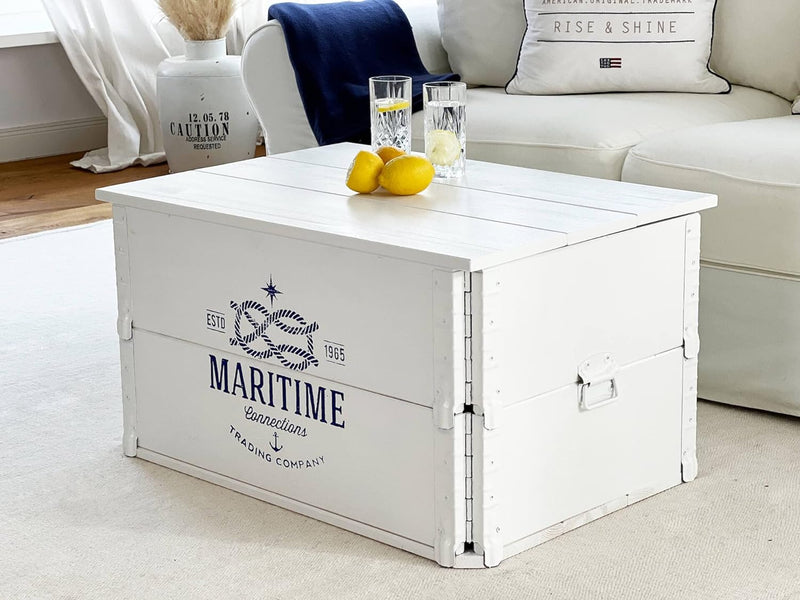 Uncle Joe´s Truhe Maritime Couchtisch Truhentisch im Vintage Shabby chic Style aus Massiv-Holz in We