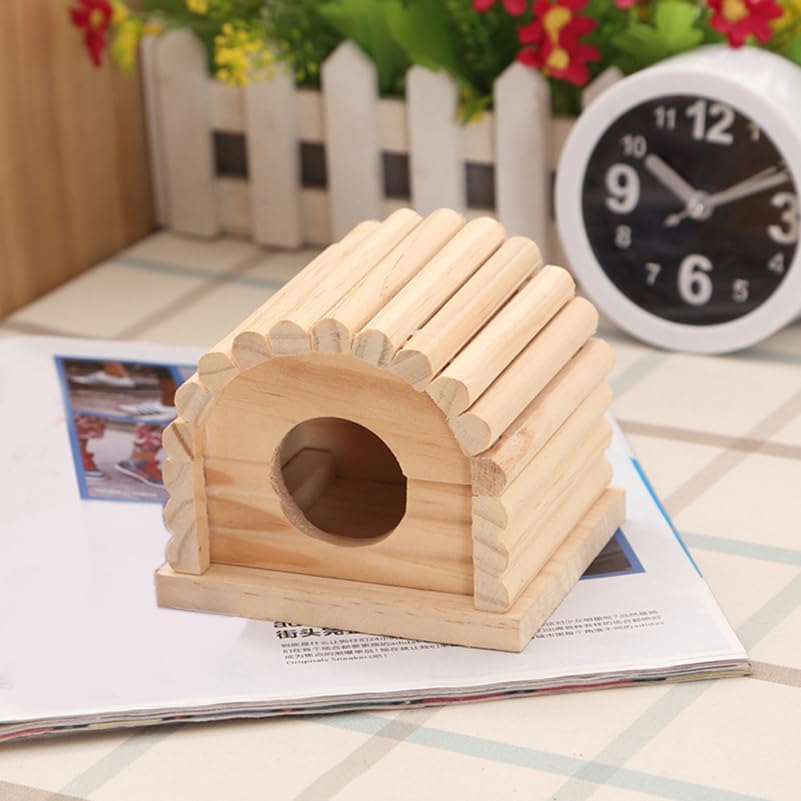 Yardwe Hamsterhaus Aus Holz 10X10X9Cm Robustes Kleintierhaus Mit GemüTlichem Versteck FüR Hamster Go