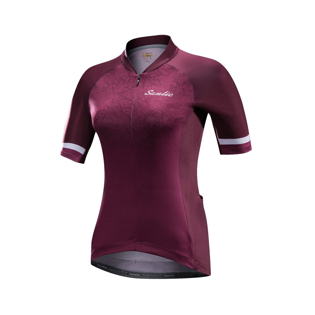Santic Damen Radler-Trikot Kurzarm Atmungsaktives Fahrrad-Oberteil mit Reflektorstreifen Schnelltroc