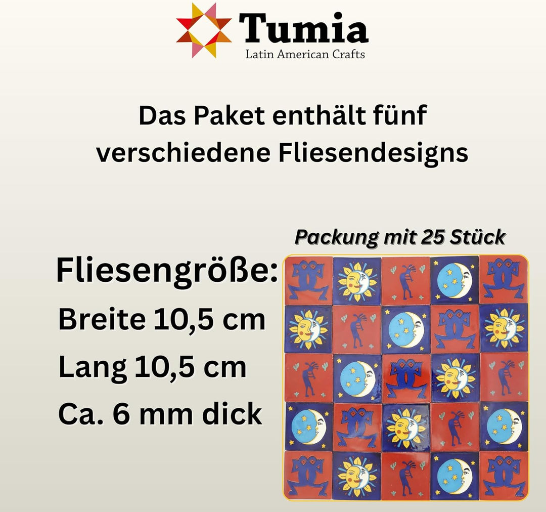 Eine Packung von 25 mexikanischen handgemachten Talavera, 10,5 cm Fliesen