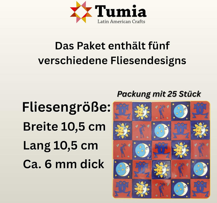 Eine Packung von 25 mexikanischen handgemachten Talavera, 10,5 cm Fliesen
