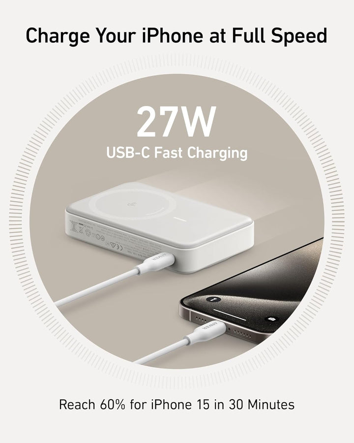 Anker MagGo Powerbank, Qi2-zertifiziert 15W MagSafe-kompatibles Ladegerät, 10.000mAh, Display & klap