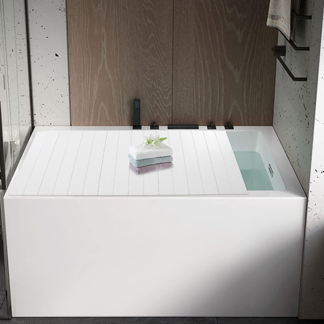 Badewannenablage | Badewannenbretter | Badewanne Abdeckung | Faltbare Badewanne Brett | PVC | Weiss