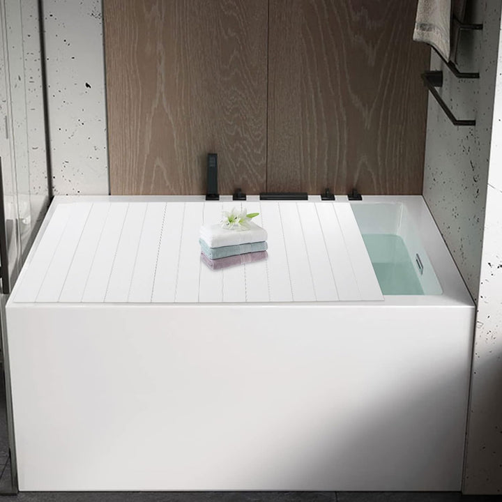 Badewannenablage | Badewannenbretter | Badewanne Abdeckung | Faltbare Badewanne Brett | PVC | Weiss